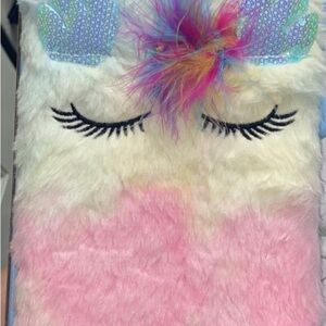Pink and White Furry Unicorn Notebook